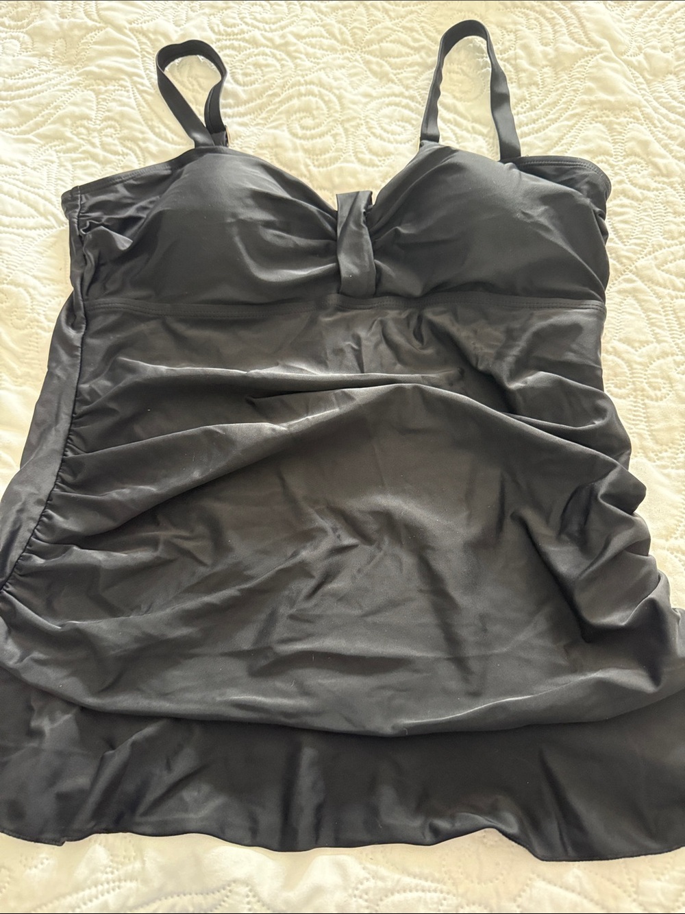 Black Twist Front Tankini Swim Top